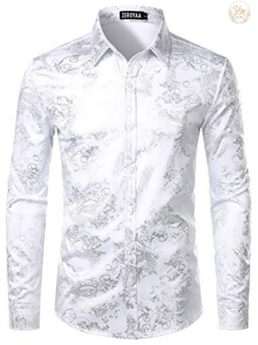 Men's Luxury Paisley Floral Button Down Shirt Slim Fit Long Sleeve Dress Shirt